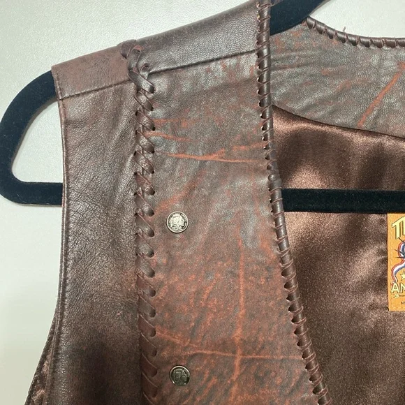 Tribe America Leather Vest in Antique Tan Color - Picture 5 of 15